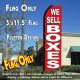 WE SELL BOXES (Red/White) Flutter Feather Banner Flag (11.5 x 3 Feet)