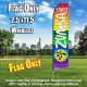 ZUMBA FITNESS rainbow colored white flutter flag