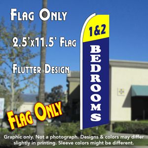 1 & 2 Bedrooms (Yellow/Blue) Windless Advertising Feather Banner – Flag Only