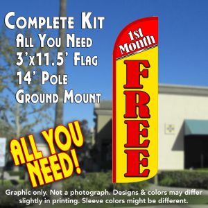 1St Month Free Windless Advertising Feather Banner – Complete Flag Kit