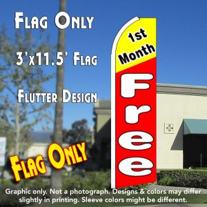 1St Month Free (Yellow/Red) Windless Advertising Feather Banner – Flag Only