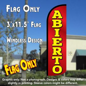 Abierto (Red) Windless Advertising Feather Banner – Flag Only