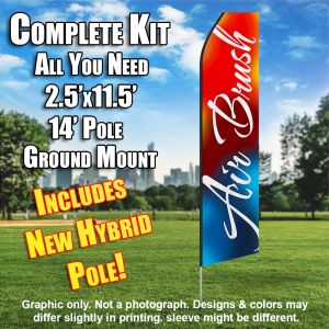 AIR BRUSH red blue cursive flutter flag