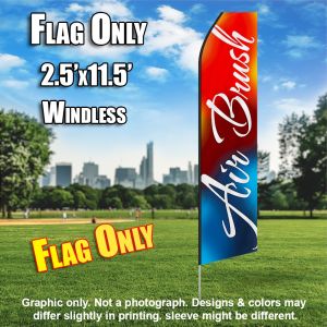 AIR BRUSH red blue cursive flutter flag