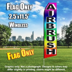 AIR BRUSH rainbow colored black flutter flag