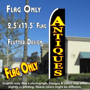 Antiques (Black) Windless Advertising Feather Banner – Flag Only