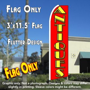 Antiques (Red) Windless Advertising Feather Banner – Flag Only