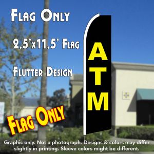 Atm (Black) Windless Advertising Feather Banner – Flag Only