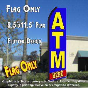 Atm Here (Blue/Yellow) Windless Advertising Feather Banner – Flag Only