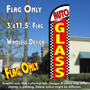 Auto Glass (Checkered) Windless Polyknit Feather Flag (3 x 11.5 feet)