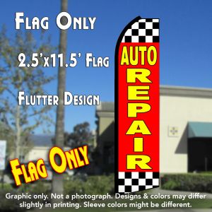AUTO REPAIR (Checkered) Flutter Feather Banner Flag (11.5 x 3 Feet)
