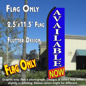 Available Now (Blue/White/Red) Windless Advertising Feather Banner – Flag Only