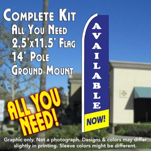Available Now! (Blue/Yellow) Windless Advertising Feather Banner – Complete Flag Kit
