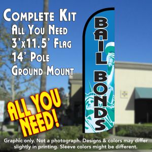 Bail Bonds Windless Advertising Feather Banner – Complete Flag Kit