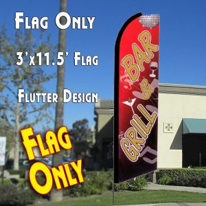 Bar & Grill (Red/Black) Windless Advertising Feather Banner – Flag Only
