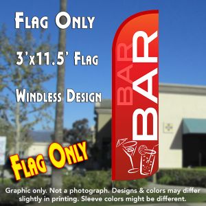Bar (Red/White) Windless Advertising Feather Banner – Flag Only