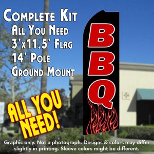 BBQ (Flames) Windless Advertising Feather Banner – Complete Flag Kit