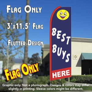 Best Buys Here (Blue/Red) Windless Advertising Feather Banner – Flag Only