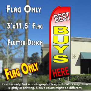 Best Buys Here (Red/Black) Windless Advertising Feather Banner – Flag Only