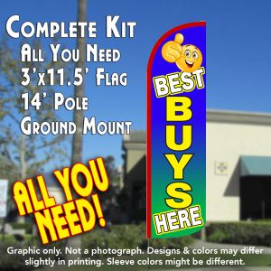 Best Buys Here Windless Advertising Feather Banner – Complete Flag Kit