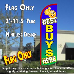 Best Buys Here Windless Advertising Feather Banner – Flag Only