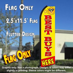 Best Buys Here (Yellow/Red) Windless Advertising Feather Banner – Flag Only