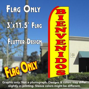 Bienvenidos (Red/Yellow) Windless Advertising Feather Banner – Flag Only
