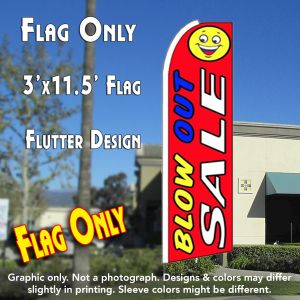 Blow Out Sale (Red Smiley) Windless Advertising Feather Banner – Flag Only