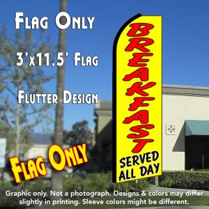 Breakfast Served All Day (Yellow) Windless Advertising Feather Banner – Flag Only