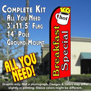 Hot Breakfast Special  Feather Banner Flag Kit (Flag, Pole, & Ground Mt)
