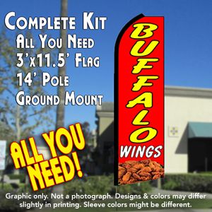 Buffalo Wings (Red) Windless Advertising Feather Banner – Complete Flag Kit