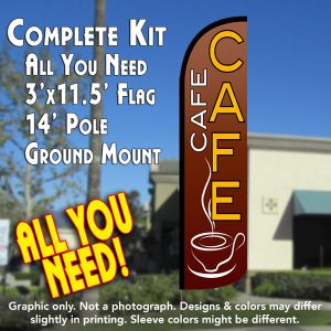 Cafe (Brown) Windless Advertising Feather Banner – Complete Flag Kit