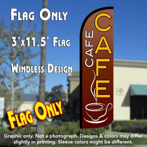 Cafe (Brown) Windless Advertising Feather Banner – Flag Only