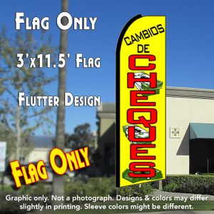 Cambios De Cheques (Yellow) Windless Advertising Feather Banner – Flag Only