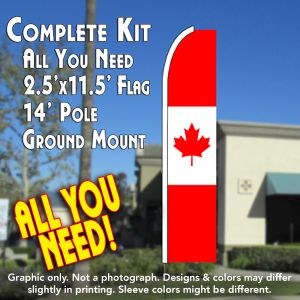 Canada Flag Pattern Windless Advertising Feather Banner – Complete Flag Kit