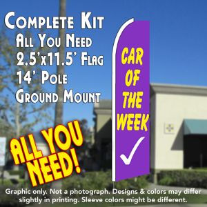 Car Of The Week (Purple) Windless Advertising Feather Banner – Complete Flag Kit