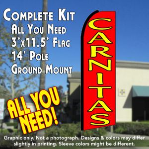CARNITAS (Red) Flutter Feather Banner Flag Kit (Flag, Pole, & Ground Mt)