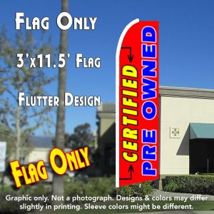 Certified Pre Owned (Red) Windless Advertising Feather Banner – Flag Only