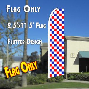 Checkered Red/White/Blue Windless Advertising Feather Banner – Flag Only