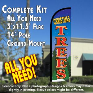 Christmas Trees Windless Advertising Feather Banner – Complete Flag Kit