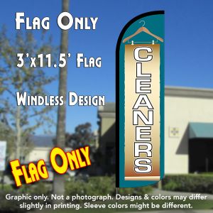 Cleaners (Blue/Gold) Windless Advertising Feather Banner – Flag Only