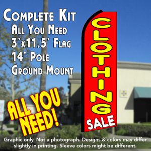 Clothing Sale (Red) Windless Advertising Feather Banner – Complete Flag Kit