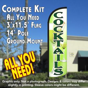 Cocktails Windless Advertising Feather Banner – Complete Flag Kit
