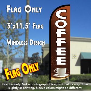 Coffee (Brown/White) Windless Advertising Feather Banner – Flag Only