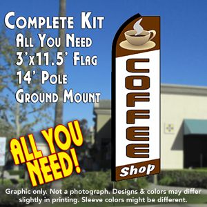 Coffee Shop (Cup) Windless Advertising Feather Banner – Complete Flag Kit