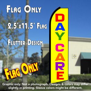 Daycare (Yellow/Multi) Windless Advertising Feather Banner – Flag Only