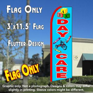 Daycare (Blue/Blocks) Windless Advertising Feather Banner – Flag Only