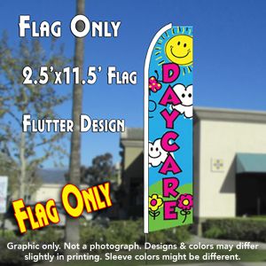 Daycare (Blue/Sun) Windless Advertising Feather Banner – Flag Only