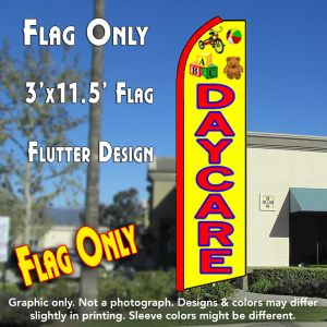 Daycare (Yellow/Blocks) Windless Advertising Feather Banner – Flag Only