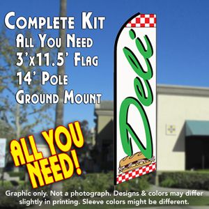 Deli (Checker) Windless Advertising Feather Banner – Complete Flag Kit